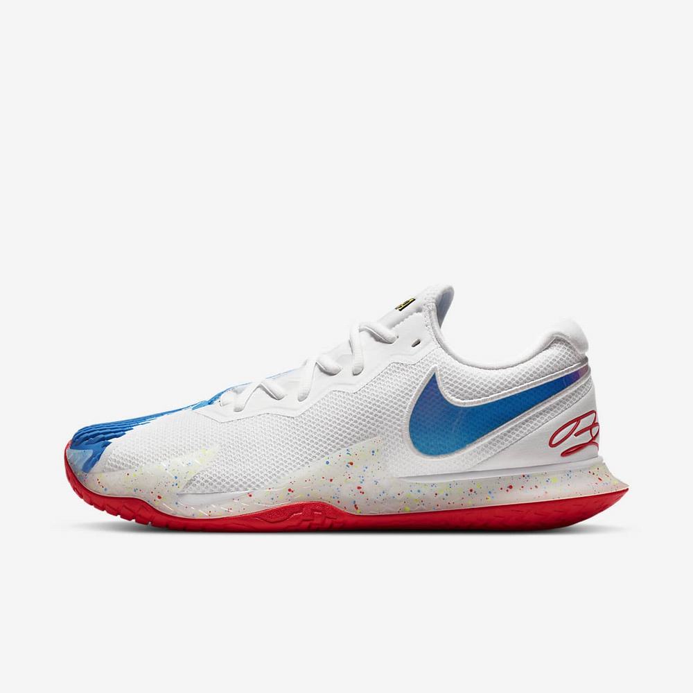 Chaussure De Tennis Nike NikeCourt Air Zoom Vapor Cage 4 Blanche 8196-720 White/Electric Green/Siren Red/Photo Blue Homme | PPS-48509739